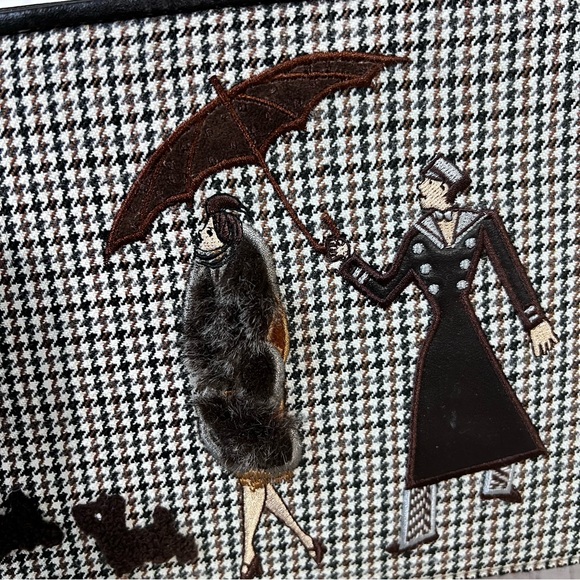Houndstooth Bag Brown SUMMER TOMPKINS Purse Retro Art Vintage Dog Umbrella NWT - Picture 13 of 16